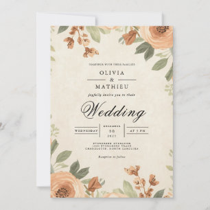 Warmer Herbstblütenbogen-Hochzeit Einladung