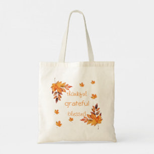 Warmer Herbstlaub dankbar gesegnet Tragetasche