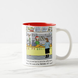 Warmer Kaffee Humoraler Cartoon Funny Zweifarbige Tasse