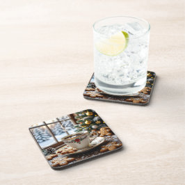 Warmer Kaffee und Lebkuchen Weihnachten Getränkeuntersetzer