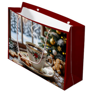 Warmer Kaffee und Lebkuchen Weihnachten Große Geschenktüte