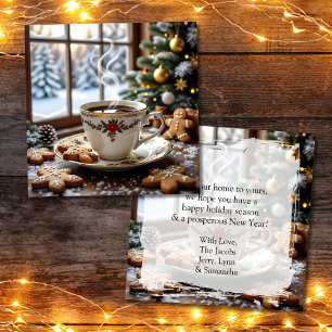 Warmer Kaffee und Lebkuchen Weihnachten Karte