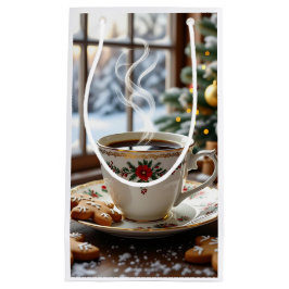 Warmer Kaffee und Lebkuchen Weihnachten Kleine Geschenktüte