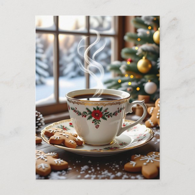 Warmer Kaffee und Lebkuchen Weihnachten Postkarte (Vorderseite)