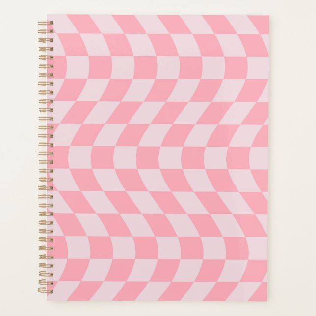 Warmer Karo Retro Checkerboard Pink Lilac Patten Planer (Vorderseite)