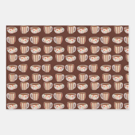 Warmer Kreisraster auf Kaffeetassen Geschenkpapier Set