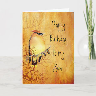 Warmer Kupfer Zeder Waxwing Bird Son Birthday Karte