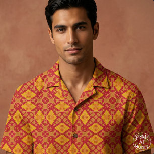 Warmer Orange-Rot Senf Elegantes geometrisches Mus Stoff