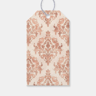 Warmer Pfirsich-Damask Wasserfarbe Ornamental Must Geschenkanhänger