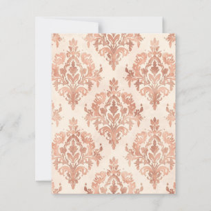 Warmer Pfirsich-Damask Wasserfarbe Ornamental Must Karte