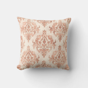 Warmer Pfirsich-Damask Wasserfarbe Ornamental Must Kissen
