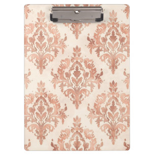 Warmer Pfirsich-Damask Wasserfarbe Ornamental Must Klemmbrett