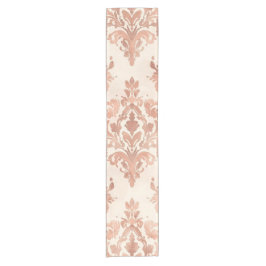 Warmer Pfirsich-Damask Wasserfarbe Ornamental Must Kurzer Tischläufer