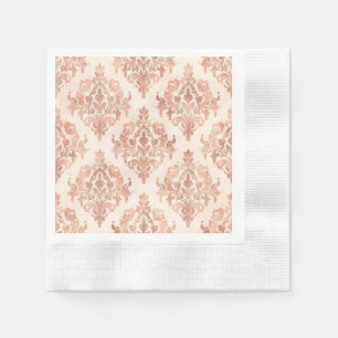Warmer Pfirsich-Damask Wasserfarbe Ornamental Must Serviette