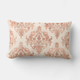 Warmer Pfirsich-Damask-Wasserfarben-Ornamentmuster Lendenkissen