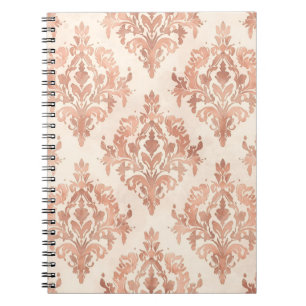 Warmer Pfirsich-Damask-Wasserfarben-Ornamentmuster Notizblock