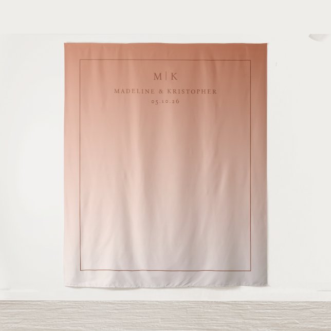 Warmer Pfirsich-Minimalist-Gradient Wandteppich (Vorderseite)