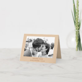 Warmer Pfirsichsand Neutral Hochzeit | Foto gefalt Dankeskarte