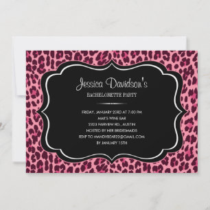 Warmer Pink Leopard Junggeselinnen-Abschied Einlad Einladung