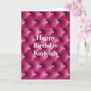 Warmer Rosa Faux-Velours-Geburtstag Karte