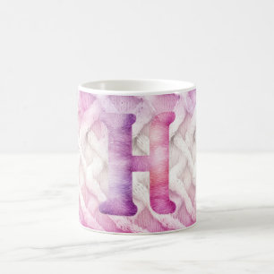 Warmer rosa Lila Buchstabe H Kaffeetasse