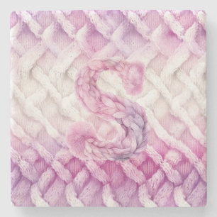 Warmer rosa Lila Buchstabe S Steinuntersetzer