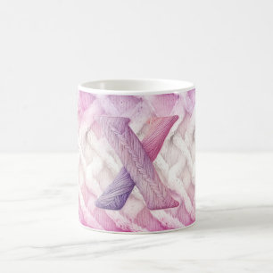 Warmer rosa Lila Letter X Kaffeetasse