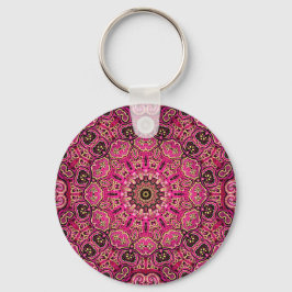Warmer rosa Mandala geometrisches Design Schlüsselanhänger