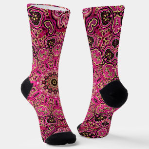 Warmer rosa Mandala geometrisches Design Socken