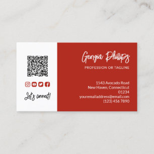 Warmer Roter QR-Code-Foto-Social-Media-Icons Visitenkarte
