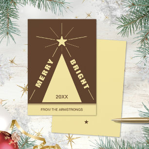 Warmer Schokoladenbraun geometrischer Weihnachtsba Feiertagskarte