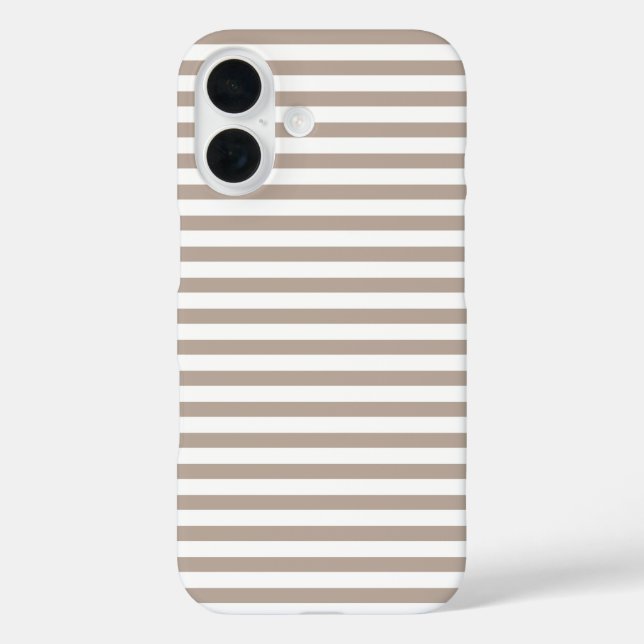 Warmer Taupe & Weiß Süße Horizontale Gestreift Case-Mate iPhone Hülle (Rückseite)