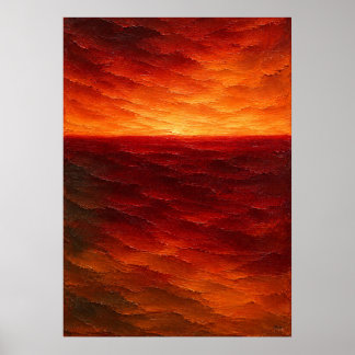 Warmer Texturhorizont-Abstrakt in Karmesinrot und Poster