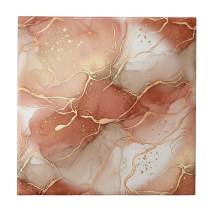 Warmer Ton und Taupe-Marmor - Metallische Linien Fliese