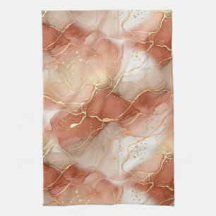 Warmer Ton und Taupe-Marmor - Metallische Linien Geschirrtuch