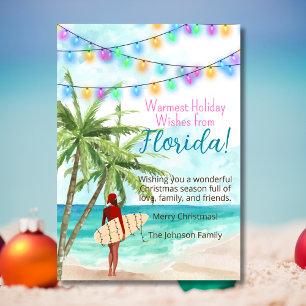 Warmer Urlaub wünscht Florida Themed Weihnachtskar Feiertagskarte