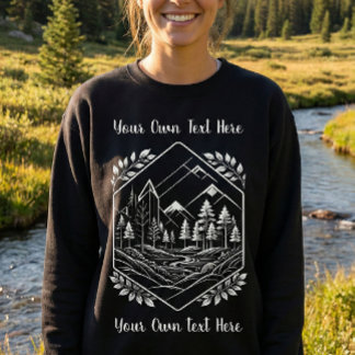 Warmer Wald mit sechseckigem Bergmotiv - Ihr Text Sweatshirt