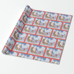 Warmer Winter wünscht Polar Bären, die roten Scarf Geschenkpapier