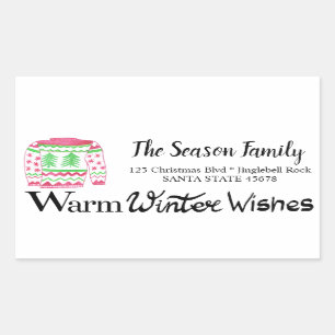 Warmer Winter wünscht Weihnachts-Sweater-Adresse Rechteckiger Aufkleber
