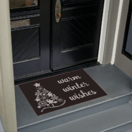 Warmer Winter wünscht Weihnachtsbaum Black Doormat Fußmatte