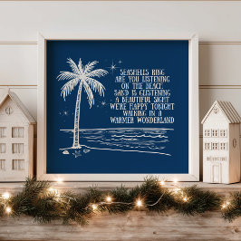 Warmer Wonderland Palm Tree Beach Christmas Poster