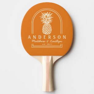 Warmer Zitrus-Ananas-Hochzeitsbogen & Name Tischtennis Schläger