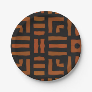 Warmes afrikanisches geometrisches Stammdesign Pappteller