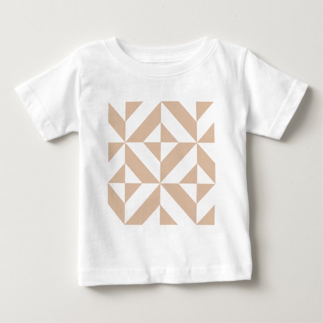 Warmes Beige Geometric Deko Cube Pattern Baby T-shirt (Vorderseite)