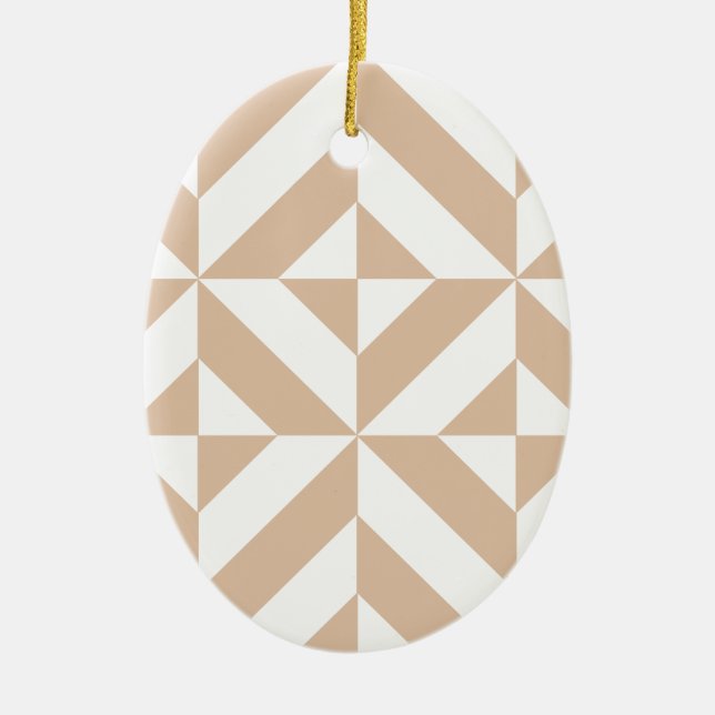 Warmes Beige Geometric Deko Cube Pattern Keramik Ornament (Vorne)