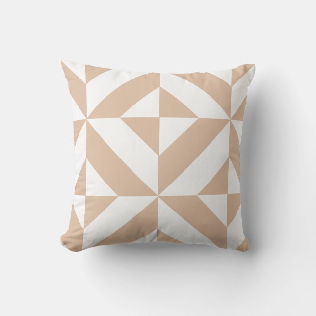 Warmes Beige Geometric Deko Cube Pattern Kissen (Vorderseite)