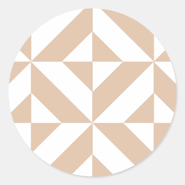 Warmes Beige Geometric Deko Cube Pattern Runder Aufkleber (Vorderseite)