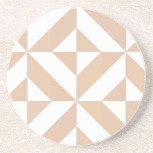 Warmes Beige Geometric Deko Cube Pattern Sandstein Untersetzer