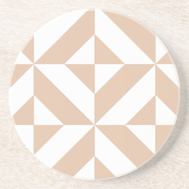 Warmes Beige Geometric Deko Cube Pattern Sandstein Untersetzer (Vorne)
