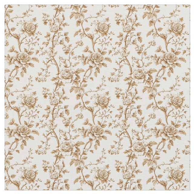 Warmes Beige Toile mit Rose und Berries Stoff (Nahaufnahme)